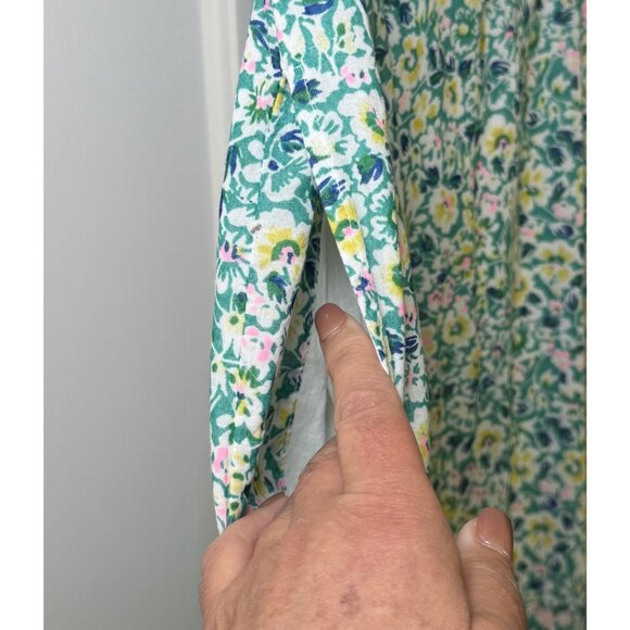 eShakti Custom Green Floral Cap Sleeve Cotton Maxi Dress Lined Size Medium - Picture 3 of 6